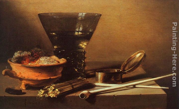 Still Life with Wine and Smoking Implements painting - Pieter Claesz Still Life with Wine and Smoking Implements art painting